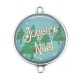 Connecteur Cabochon Argent -  joyeux noël