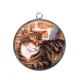 Pendentif Cabochon Argent - chat