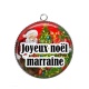 Pendentif Cabochon Argent - joyeux noël marraine