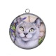 Pendentif Cabochon Argent - chat