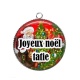 Pendentif Cabochon Argent - joyeux noël tatie