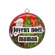 Pendentif Cabochon Argent - joyeux noël maman