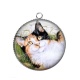 Pendentif Cabochon Argent - chat