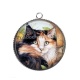 Pendentif Cabochon Argent - chat