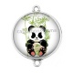 Connecteur Cabochon Argent - panda