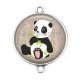 Connecteur Cabochon Argent - panda