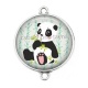 Connecteur Cabochon Argent - panda