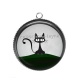 Pendentif Cabochon Argent - chat