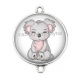 Connecteur Cabochon Argent - koala