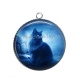 Pendentif Cabochon Argent - chat