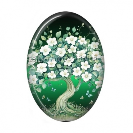 Cabochon Résine Ovale - arbre de vie
