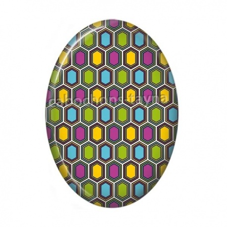 Cabochon Résine Ovale - Fond Géométrique