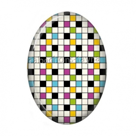 Cabochon Résine Ovale - Fond carreaux