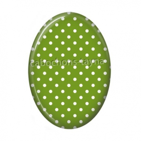 Cabochon Résine Ovale - pois fond vert ovale