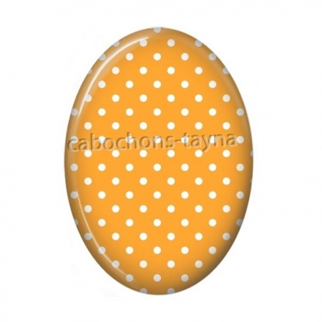 Cabochon Résine Ovale - pois fond orange ovale