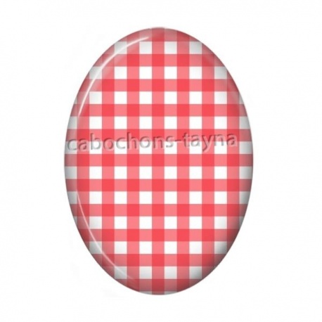 Cabochon Résine Ovale - carreaux rouge ovale
