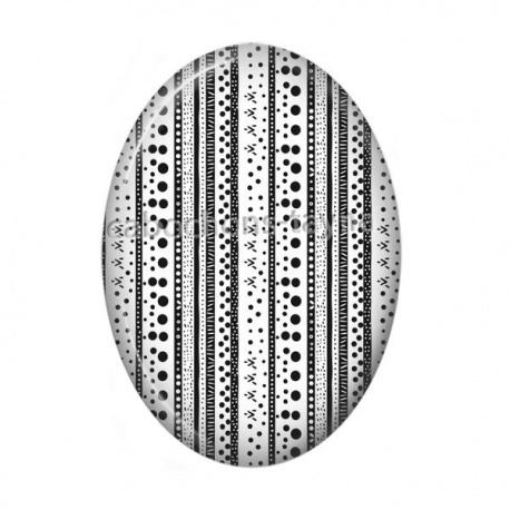 Cabochon Résine Ovale - fond rayure noir et blanc ovale