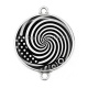 Connecteur Cabochon Argent - spirale noire et blanc