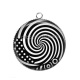 Pendentif Cabochon Argent - spirale noire et blanc
