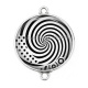 Connecteur Cabochon Argent - spirale noire et blanc