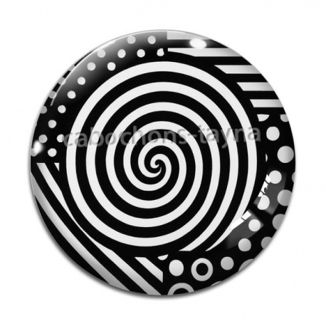 Cabochon Verre - spirale noire et blanc