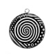 Pendentif Cabochon Argent - spirale noire et blanc
