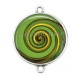 Connecteur Cabochon Argent - spirale verte et jaune