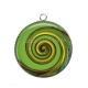 Pendentif Cabochon Argent - spirale verte et jaune