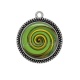 Pendentif Cabochon Argent - spirale verte et jaune