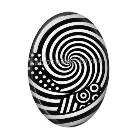 Cabochon Résine Ovale - spirale noire et blanc ovale