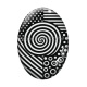 Cabochon Verre Ovale - spirale noire et blanc ovale
