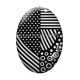 Cabochon Verre Ovale - fond noire et blanc ovale