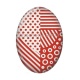 Cabochon Résine Ovale - fond rouge et blanc ovale