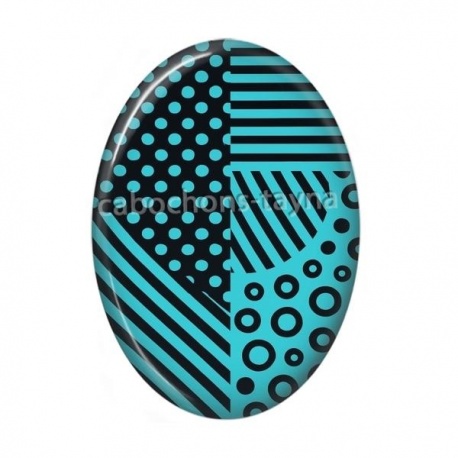 Cabochon Résine Ovale -  fond noire et turquoise ovale
