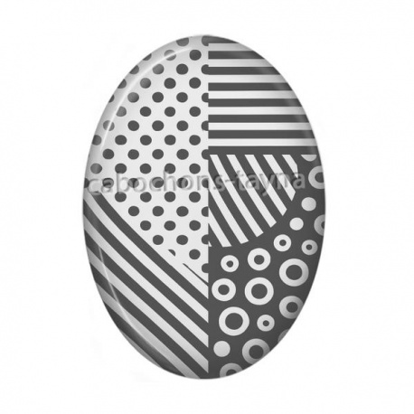 Cabochon Résine Ovale -  fond gris et blanc ovale