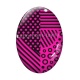 Cabochon Verre Ovale -  fond noire et et fuchsia ovale