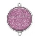 Connecteur Cabochon Argent - brillant rose