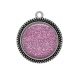 Pendentif Cabochon Argent - brillant rose