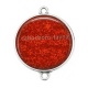 Connecteur Cabochon Argent - fond brillant rouge