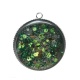Pendentif Cabochon Argent - fond paillette vert