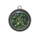 Pendentif Cabochon Argent - fond paillette vert