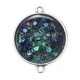 Connecteur Cabochon Argent - fond paillette bleu
