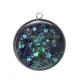 Pendentif Cabochon Argent - fond paillette bleu