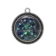 Pendentif Cabochon Argent - fond paillette bleu