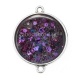 Connecteur Cabochon Argent - fond paillette violet
