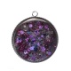 Pendentif Cabochon Argent - fond paillette violet