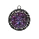 Pendentif Cabochon Argent - fond paillette violet