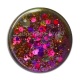 Cabochon Résine - fond paillette fuchsia 