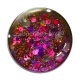Cabochon Verre - fond paillette fuchsia 