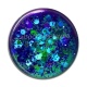 Cabochon Résine - fond paillette bleu turquoise